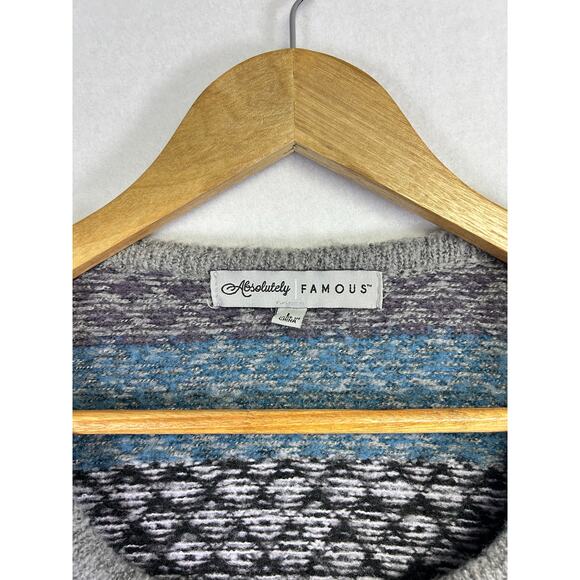 Absolutely Famous Long Sleeve Cardigan - Casual Chic Geometric Pattern, Size L - Picture 6 of 10